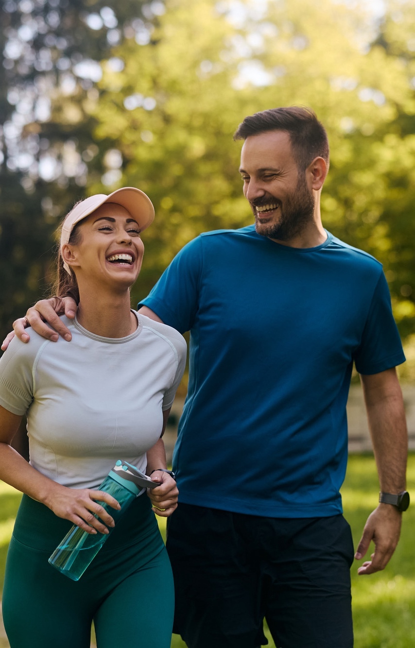 Couple jogging outdoors