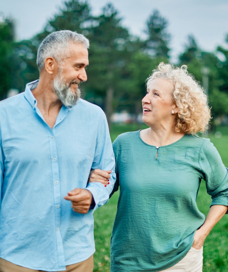Mature couple happy together, being active
