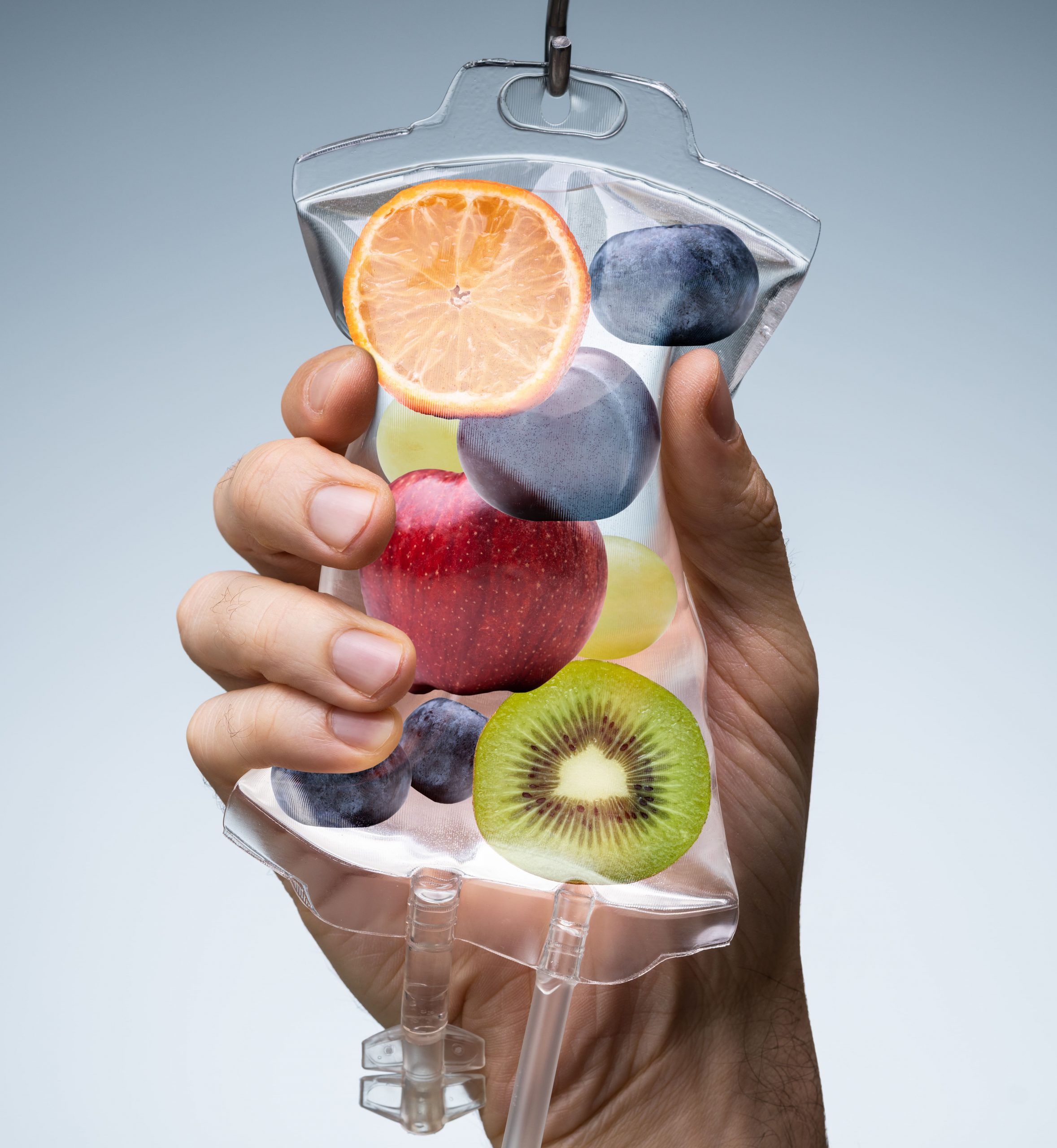 Fruit infusion therapy using vitamin IV drip bag